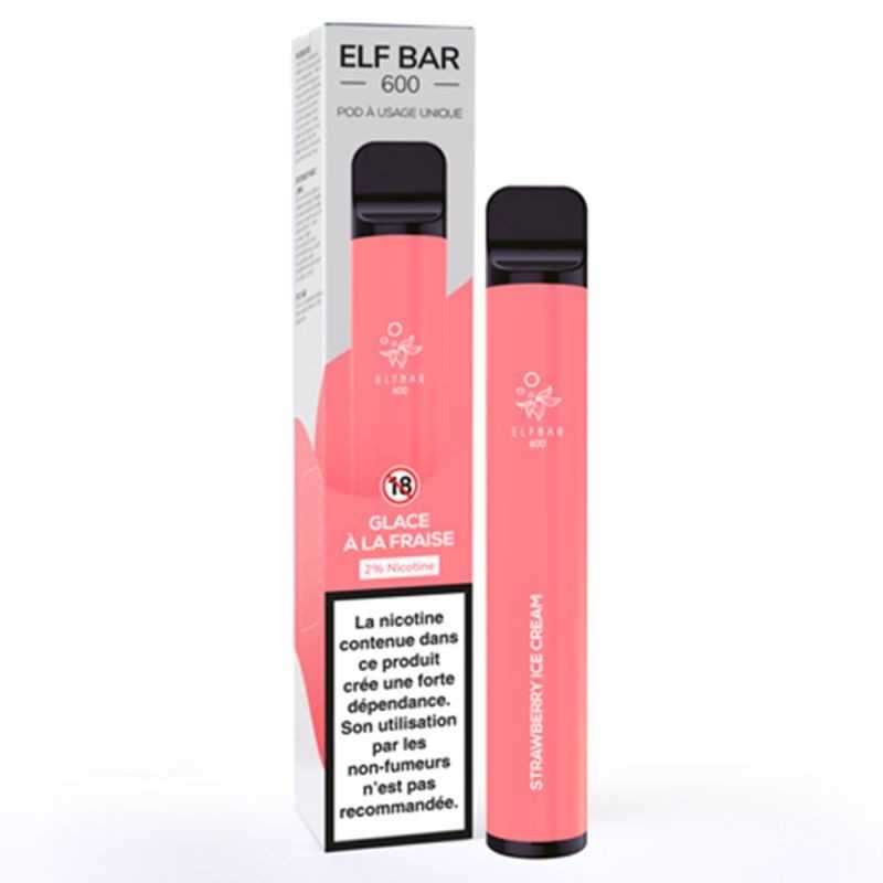 Kit Pod Disposable Ice Cream Strawberry 550mAh 2ml Elf Bar.