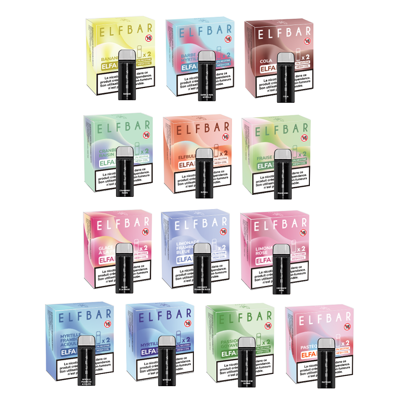 PODS ELFA 2ML 20MG ELFBAR les saveurs les plus vendues en puff